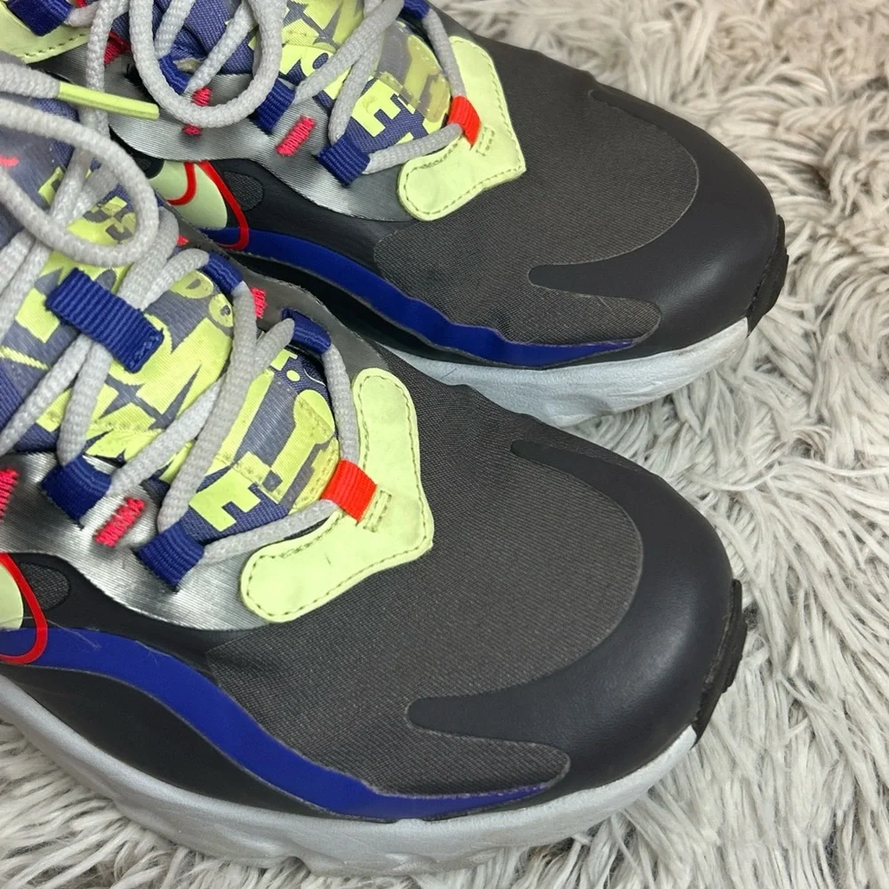 Nike Air Max 270 React GS Grey Volt Youth 6.5 Women's 8 Colorful‎ Running Shoes